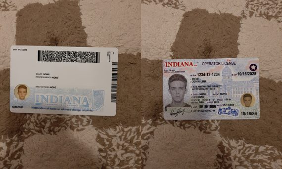 Indiana fake id card