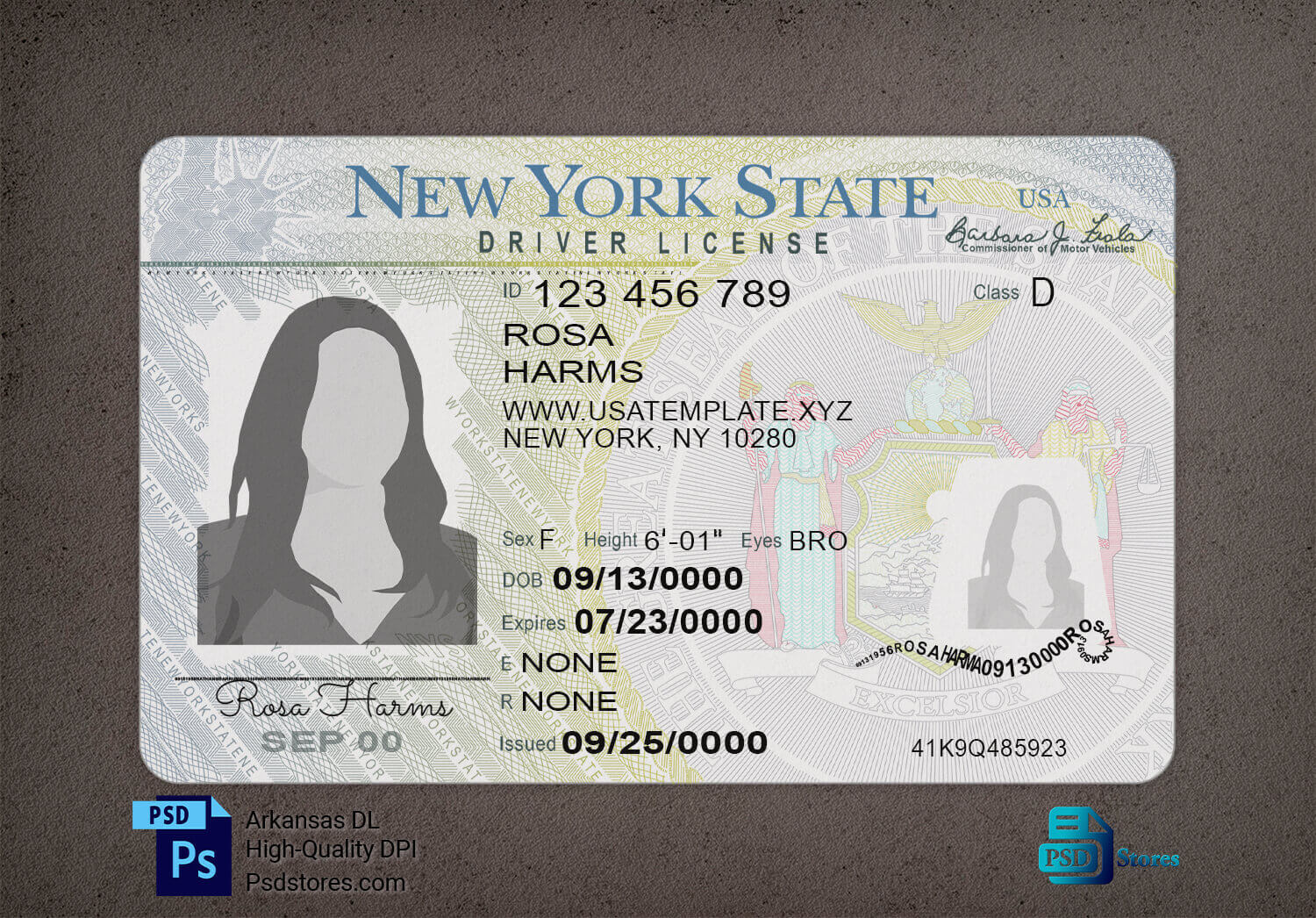 New York id card front and back
